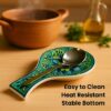 KITTENS Handpainted Ceramic Spoon Rest - Green | Microwave & Dishwasher Safe | Food Grade Material | Scratch Resistant | Perfect for Kitchen Counters, Stovetops, Cooking, Gifting