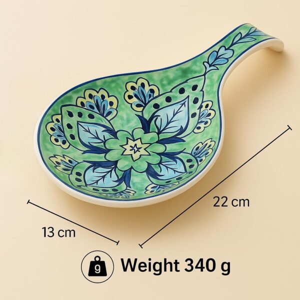 KITTENS Handpainted Ceramic Spoon Rest - Green | Microwave & Dishwasher Safe | Food Grade Material | Scratch Resistant | Perfect for Kitchen Counters, Stovetops, Cooking, Gifting