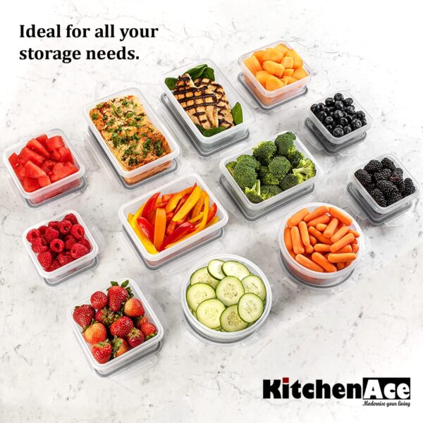 KITCHENACE,Modernise your living Fridge Storage Containers, Plastic Container for Kitchen Storage Box with Lids - Snap-Seal (4-pc) 1000ml Black