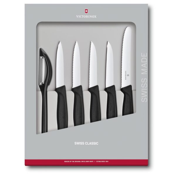 Victorinox Swiss Classic Set of 6 Knife Set - Stainless Steel Paring Knives, Black, Swiss Made