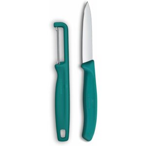 Victorinox Swiss Made Stainless Steel Swiss Classic Paring Knife Kitchen Knife 8 cm Straight Edge with I-Peeler Set (2 Pcs) Green | 6.7114.21C1