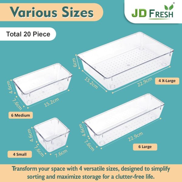 1778579667_JD-FRESH-Polypropylene-Set-of-20-Drawer-OrganiserUnbreakable-Drawer-OrganizersDressing-Table-OrganizerMulti-Purpose-Storage-BoxesDrawer-Divider-Tray-for-KitchenBedroomOffice-Transparent.jpg JD FRESH Polypropylene Set of 20 Drawer Organiser/Unbreakable Drawer Organizers/Dressing Table Organizer/Multi-Purpose Storage Boxes/Drawer Divider Tray for Kitchen/Bedroom/Office - (Transparent)