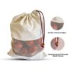 Fab Ellite Cotton Vegetable Storage Bags Fridge bag | Reusable Muslin Refrigerator Produce bag with Drawstrings (10 x 13 inch, Pack of 8) | Washable Cloth Bags for Fruits & Vegetables