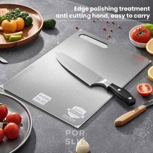 1778602161_Porslin-by-Philips-Stainless-Steel-Chopping-Board-Large-Chopping-Board-Steel-Vegetable-Cutting-Board-Steel-for-Kitchen-Use-SS-Chopper-Board-Metal-Cutter-Board-Large-36X31cm-Premium-Heavy-Duty.jpg Porslin by Philips Stainless Steel Chopping Board Large, Chopping Board Steel Vegetable Cutting Board Steel for Kitchen Use SS Chopper Board, Metal Cutter Board Large 36X31cm Premium Heavy Duty