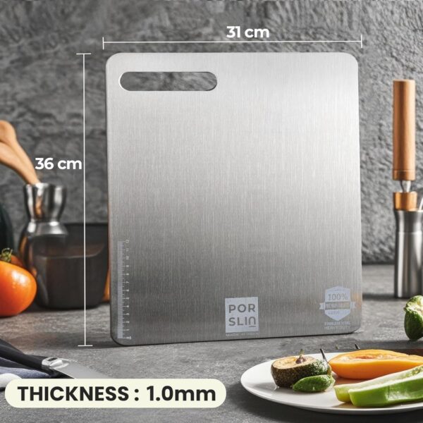 1778602162_Porslin-by-Philips-Stainless-Steel-Chopping-Board-Large-Chopping-Board-Steel-Vegetable-Cutting-Board-Steel-for-Kitchen-Use-SS-Chopper-Board-Metal-Cutter-Board-Large-36X31cm-Premium-Heavy-Duty.jpg Porslin by Philips Stainless Steel Chopping Board Large, Chopping Board Steel Vegetable Cutting Board Steel for Kitchen Use SS Chopper Board, Metal Cutter Board Large 36X31cm Premium Heavy Duty
