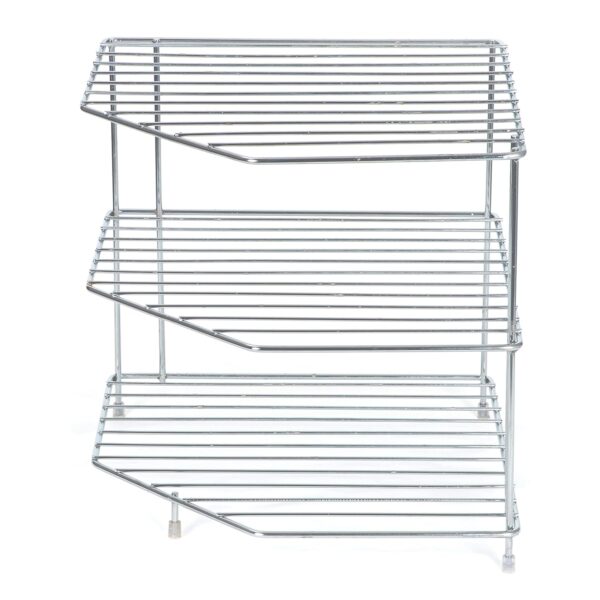 Stainless Steel Corner Rack/Storage Shelf/Dish Rack/Kitchen Storage Rack/Bowl Rack/Shelf for Plates Bowls & Cups/Kitchen Organizer (Size- 29.5X29.5X29.5 cm)