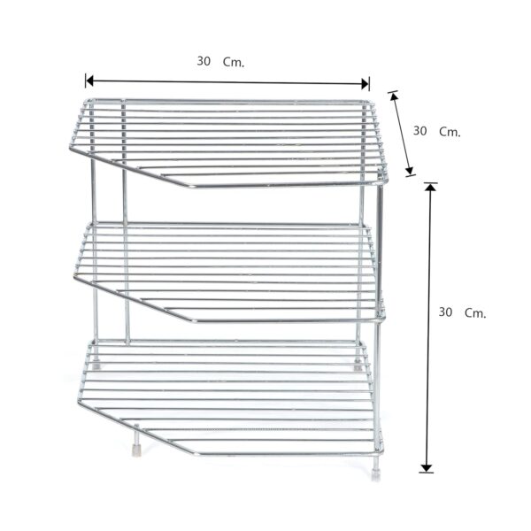 Stainless Steel Corner Rack/Storage Shelf/Dish Rack/Kitchen Storage Rack/Bowl Rack/Shelf for Plates Bowls & Cups/Kitchen Organizer (Size- 29.5X29.5X29.5 cm)