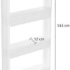 Amazon Brand - Solimo Plastic Rolling Storage Rack | 4-Tiered Shelf Slide-Out Organizer | for Kitchen, Bathroom, Pantry & Utility Storage| Space-Saving | Floor Standing Multipurpose Shelf | White