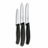 Victorinox Swiss Made Stainless Steel Swiss Classic Paring Knife Kitchen Knife Set (3 Pcs) Straight Edge 10 cm and Wavy Edge 10,11 cm Knives Black | 6.7113.34