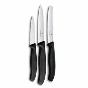 Victorinox Swiss Made Stainless Steel Swiss Classic Paring Knife Kitchen Victorinox Swiss Made Stainless Steel Swiss Classic Paring Knife Kitchen Knife Set (3 Pcs) Straight Edge 10 cm and Wavy Edge 10,11 cm Knives Black | 6.7113.34