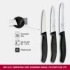Victorinox Swiss Made Stainless Steel Swiss Classic Paring Knife Kitchen Knife Set (3 Pcs) Straight Edge 10 cm and Wavy Edge 10,11 cm Knives Black | 6.7113.34