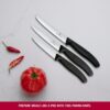 Victorinox Swiss Made Stainless Steel Swiss Classic Paring Knife Kitchen Knife Set (3 Pcs) Straight Edge 10 cm and Wavy Edge 10,11 cm Knives Black | 6.7113.34
