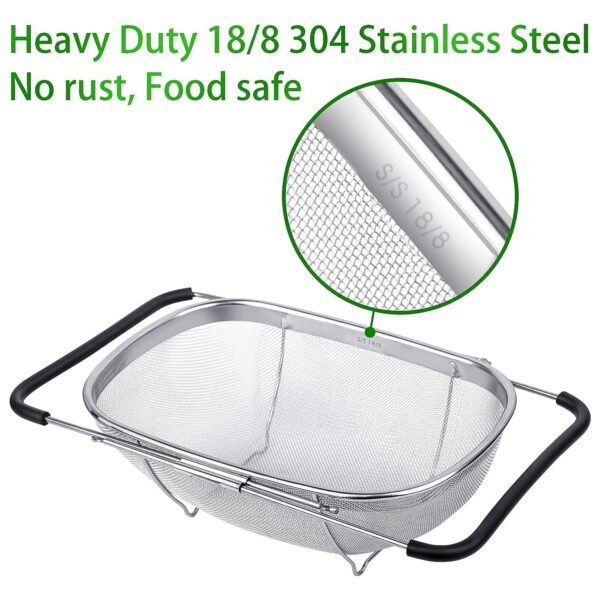 1778651297_Kreshu-Stainless-Steel-Oval-Fine-Mesh-Colander-Strainer-with-Rubber-Rubber-Grip-Handle-Multi-Functional-Large-Over-The-Sink-Basket-Expandable-Drainer-for-Rinse-Vegetables-Fruits-Pack-of-1.jpg Kreshu Stainless Steel Oval Fine Mesh Colander Strainer with Rubber Rubber Grip Handle| Multi-Functional Large Over The Sink Basket Expandable Drainer for Rinse Vegetables Fruits (Pack of 1)