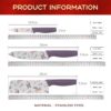 Marve Set of 3 Stainless Steel Kitchen Knives Set High-Carbon Stainless Steel Kitchen Knives Vegetable Knives Chef Knives Sharp Edge Cutting Chef Knives for Chopping Vegetables, Fruits (Purple)