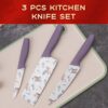 Marve Set of 3 Stainless Steel Kitchen Knives Set High-Carbon Stainless Steel Kitchen Knives Vegetable Knives Chef Knives Sharp Edge Cutting Chef Knives for Chopping Vegetables, Fruits (Purple)