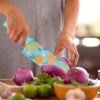 Kitchen Knife for Cooking, Cutting, Slicing, Kitchen Knives Set, Stainless Steel 3 Pieces Professional Knife Set with Color Coating and Non-Slip Handle Chef Knife Set (Sky Blue)