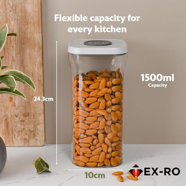 TEX-RO Pop - Up Air Tight Containers For Kitchen Storage Box/BPA Free Storage Containers For Kitchen Set/Kitchen Accessories Items For Home (White, 1500 Ml Set Of 4)