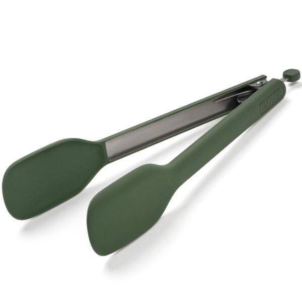Ember Cookware Silicone Kitchen Tongs 27 cm | Stainless Steel Core with Food Safe Silicone Grip | Heat Resistant Up to 230°C | Locking Mechanism | Green