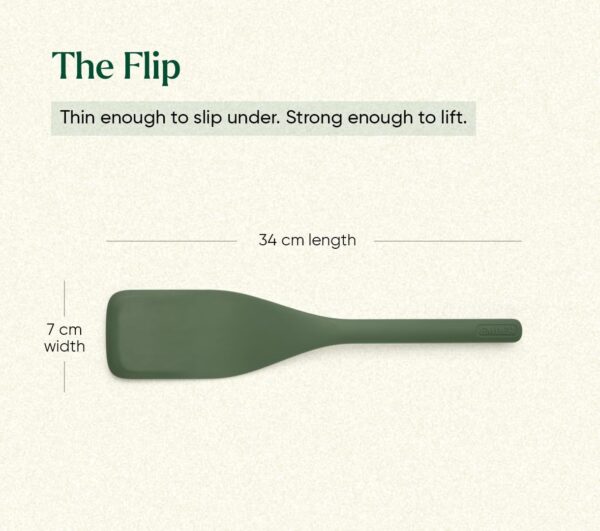 Ember Cookware Silicone Spatula Set of 3 – Stir, Flip & Scraper | Platinum Grade Food Safe | Heat Resistant Up to 230°C | Seamless Unibody Design | Green