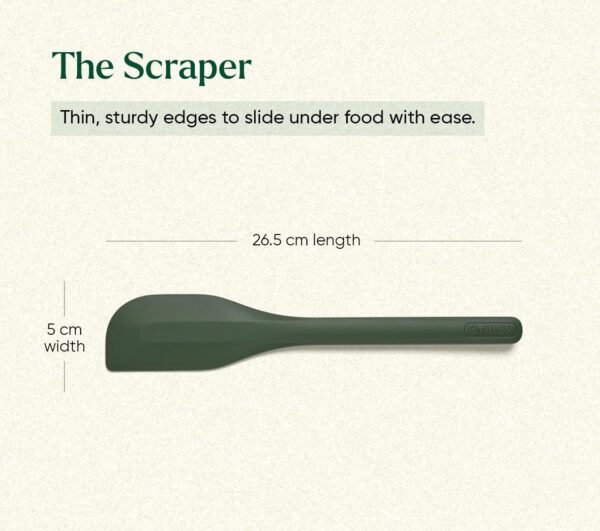 Ember Cookware Silicone Spatula Set of 3 – Stir, Flip & Scraper | Platinum Grade Food Safe | Heat Resistant Up to 230°C | Seamless Unibody Design | Green