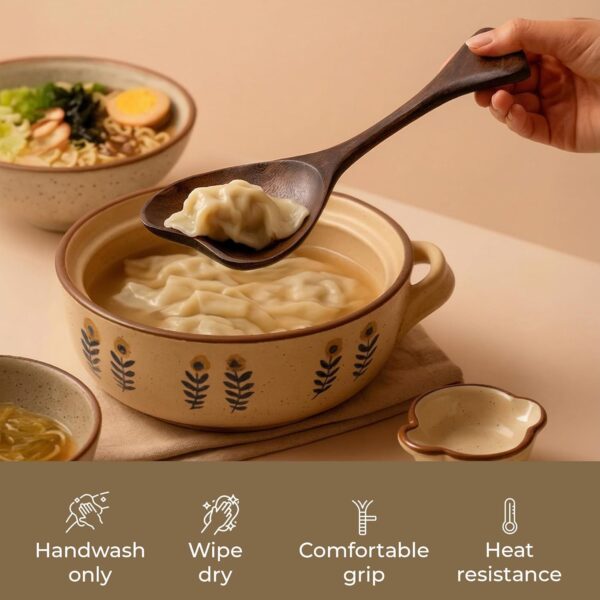 Mango Wood Ladle Spoon | Handcrafted Deep Wooden Ladle for Cooking Serving Curries Soups | Food Safe Heat Resistant Kitchen Utensil