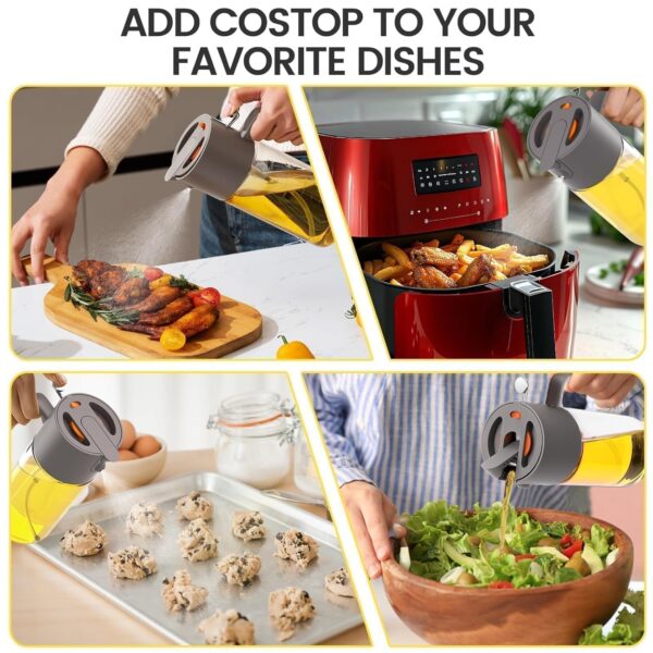 Costop Professional 500ml Glass Oil Sprayer - 3-in-1 Kitchen Tool: Fine Mist, Stream & Pour | Leak-Proof Design for Air Fryer, BBQ & Cooking | BPA-Free
