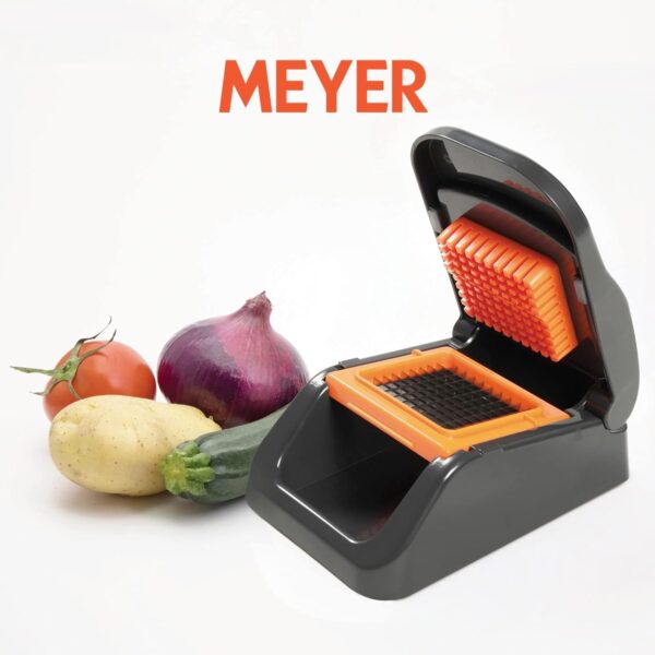 Meyer 2 in 1 Dicer with Container, Vegetable Cutter &Slicer, Cutting Machine | Kitchen Accessories | Kitchen Items for Home Cooking | Onion Chopper | Mini Handy Chopper (Plastic, Grey, Orange)