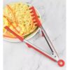 Set of 3 Stainless Steel Food Tongs with Silicone Tips, 3 Types Heavy Duty Non-Stick Clamp Clip for Kitchen BBQ Cooking Grilling Buffet Noodles Salad Steak (RED)
