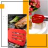 Set of 3 Stainless Steel Food Tongs with Silicone Tips, 3 Types Heavy Duty Non-Stick Clamp Clip for Kitchen BBQ Cooking Grilling Buffet Noodles Salad Steak (RED)
