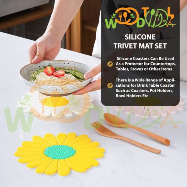 Silicone Trivet Mat Set of 6 - Hot Pot Holder - Hot Pads - Kitchen Trivets Pads for Table - Coasters Placemats (Set of 6, Big, White)