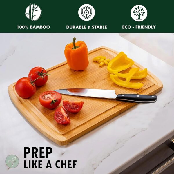 Farmical Large Wooden Chopping Board for Kitchen Bamboo Wood Cutting Boards with Juice Groove for Vegetables, Meat, Durable Wood Chopper Board for Slicing Serving (37x29cm)
