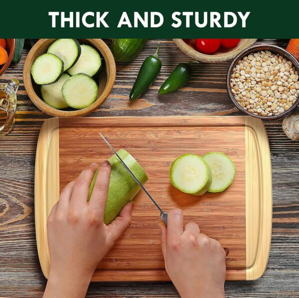 Farmical Large Wooden Chopping Board for Kitchen Bamboo Wood Cutting Boards with Juice Groove for Vegetables, Meat, Durable Wood Chopper Board for Slicing Serving (37x29cm)