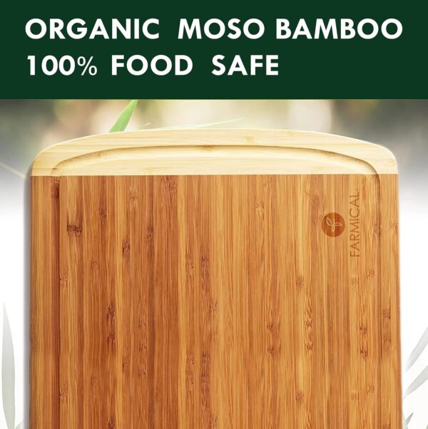 Farmical Large Wooden Chopping Board for Kitchen Bamboo Wood Cutting Boards with Juice Groove for Vegetables, Meat, Durable Wood Chopper Board for Slicing Serving (37x29cm)