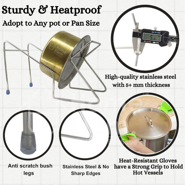 Stainless Steel Rice Strainer Pot with Lid Lock | Rice Cooker with Starch Remover | Rice Pot Drainer Stand | Boiled Rice & Noodles Filter Vessel | 5L Rice Water Drainer for Healthy Cooking
