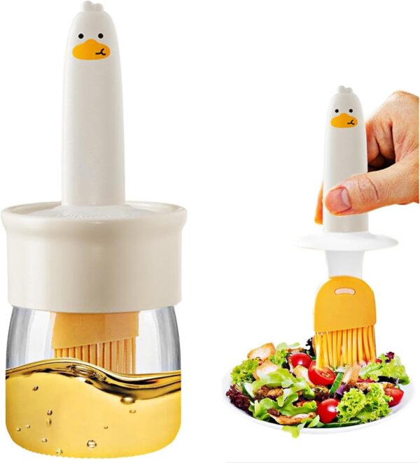 Silicone Brush and high Temperature Resistant Oil Bottle Integrated Barbecue Cooking Utensils Home&Kitchen. (White)