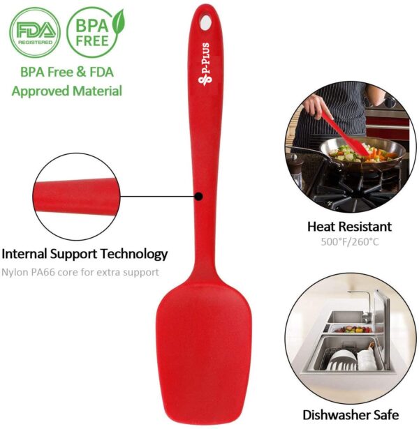 Premium Big Silicone Spatula for Cooking Set of 2 | Non-Stick Silicone Spatula Set for Cooking & Baking, Seamless Design, Heat-Resistant -40°C to 230°C | Kitchen Utensil | Food-Grade & BPA-Free | Red
