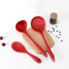 4-Piece Red Silicone Cooking Utensils Set - Turner Spatula, Skimmer, Ladle and Spoon Spatula - Nonstick Eco Kitchen Utensils Set 480ºF Heat-Resistant 4C (Red)