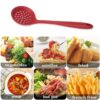 4-Piece Red Silicone Cooking Utensils Set - Turner Spatula, Skimmer, Ladle and Spoon Spatula - Nonstick Eco Kitchen Utensils Set 480ºF Heat-Resistant 4C (Red)