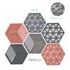 pepplo Trivet Mats,6 Pack Silicone Table Mats Heat Resistant Hot Pans Non-Slip Pot Holders Placemat for Bowl Dishes Kitchen Cooking Dining - Triangle & Line Mix