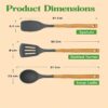 Sakoraware Silicone Spatula Set with Wooden Handle Kitchen Tools Mixing | Serving Cooking Spoon | Turner | Soup Ladle | Non-Stick | BPA Free Kitchen Tools Set of 3 (Black)