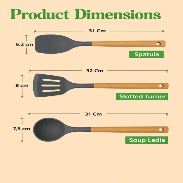 1779902445_Sakoraware-Silicone-Spatula-Set-with-Wooden-Handle-Kitchen-Tools-Mixing-Serving-Cooking-Spoon-Turner-Soup-Ladle-Non-Stick-BPA-Free-Kitchen-Tools-Set-of-3-Black.jpg Sakoraware Silicone Spatula Set with Wooden Handle Kitchen Tools Mixing | Serving Cooking Spoon | Turner | Soup Ladle | Non-Stick | BPA Free Kitchen Tools Set of 3 (Black)