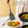 Sakoraware Silicone Spatula Set with Wooden Handle Kitchen Tools Mixing | Serving Cooking Spoon | Turner | Soup Ladle | Non-Stick | BPA Free Kitchen Tools Set of 3 (Black)