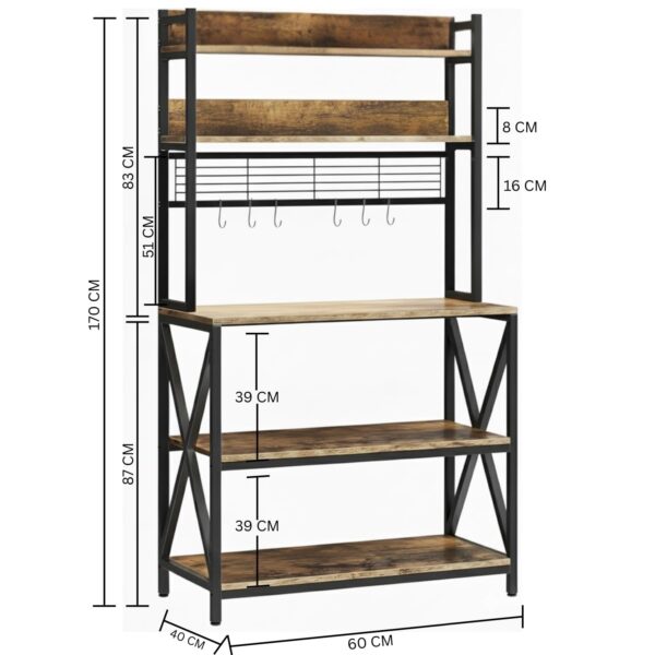 1779909845_TEKAVO-Lita-5-Tier-Kitchen-Organizer-RackMultipurpose-Microwave-Stand-for-Kitchen-Platform-OTG-OvenSteel-Utensils-Storage-Shelf-with-Hooks-60x40x170-cm-Rustic-Brown.jpg TEKAVO Lita 5-Tier Kitchen Organizer Rack|Multipurpose Microwave Stand for Kitchen Platform & OTG Oven|Steel Utensils Storage Shelf with Hooks| (60x40x170 cm) (Rustic Brown)