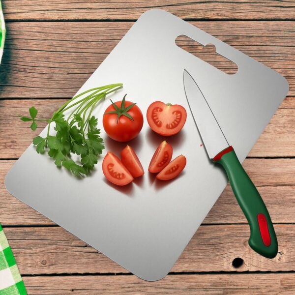 1780218577_KMW-Premium-Stainless-Steel-Cutting-Board-with-Knife-Silver-Professional-Kitchen-Chopping-Board-Dishwasher-Safe-Size-36-CM-x-25-CM-Thickness-1.5mm-Large.jpg KMW Premium Stainless Steel Cutting Board with Knife, Silver, Professional Kitchen Chopping Board, Dishwasher Safe | Size: 36 CM x 25 CM, Thickness: 1.5mm (Large)