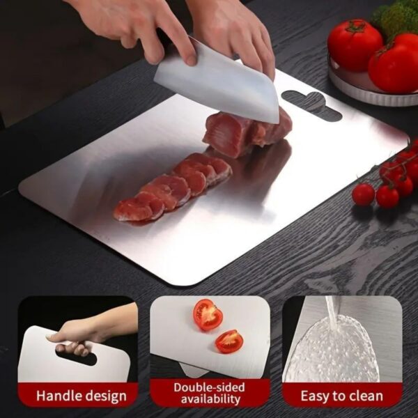 1780218579_KMW-Premium-Stainless-Steel-Cutting-Board-with-Knife-Silver-Professional-Kitchen-Chopping-Board-Dishwasher-Safe-Size-36-CM-x-25-CM-Thickness-1.5mm-Large.jpg KMW Premium Stainless Steel Cutting Board with Knife, Silver, Professional Kitchen Chopping Board, Dishwasher Safe | Size: 36 CM x 25 CM, Thickness: 1.5mm (Large)