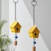 2 Pc Hut Wall Hanging Decor | Garden Tree Hanging 2 Pc Hut Wall Hanging Decor | Garden Tree Hanging Bells Decoration | Handpainted Hanging Ornaments for Home Living Room Wind Chime (Yellow)