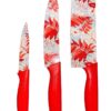 3-Piece Stainless Steel Chef Knife Set Sharp Knives with Comfortable 3-Piece Stainless Steel Chef Knife Set Sharp Knives with Comfortable Ergonomic Handles for Home & Professional Kitchen (Red)