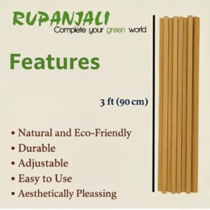 3 feet Premium Natural Teak Wood Plant Support Sticks - Garden Sticks for Straightening Training and Supporting Plants - Strong and Durable Solution for Healthy Growth (12 pcs)