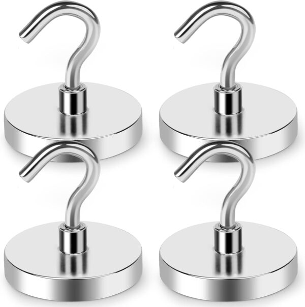 4 Pcs Megnet Hooks Utility Heavy Duty Hooks for Refrigerator Extra Strong Cruise Hook Rare Earth Neodymium Kitchen Hooks for Home, Workplace, Office