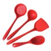 4-Piece Red Silicone Cooking Utensils Set - Turner Spatula, Skimmer, Ladle and Spoon Spatula - Nonstick Eco Kitchen Utensils Set 480ºF Heat-Resistant 4C (Red)